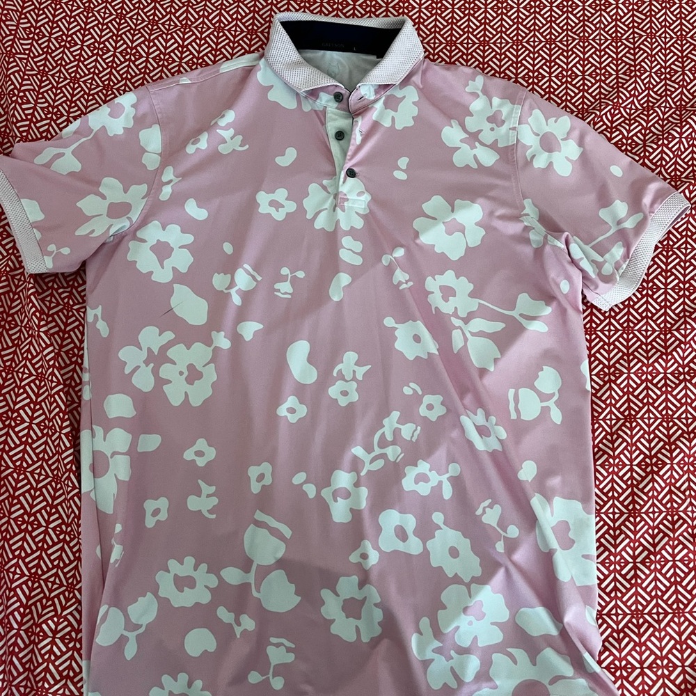 Greyson Pink Polo with White Floral Print